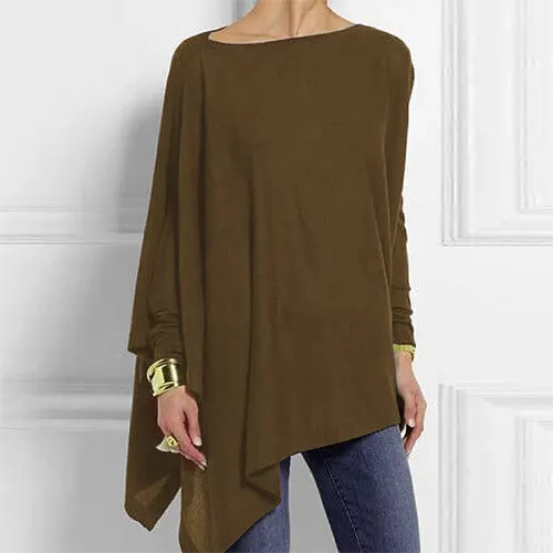 Chic women's plus size long sleeve top, versatile and stylish for casual outings.