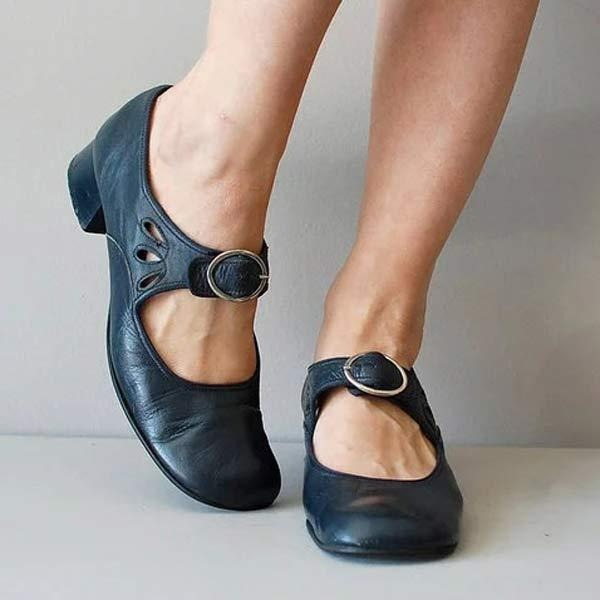 Women's elegant low heel slip-on shoes with rounded toe, perfect for office or casual spring/fall wear, comfort.