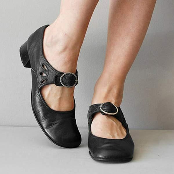 Comfortable women's low heel slip-on footwear, perfect for spring and fall, featuring an elegant rounded toe design.