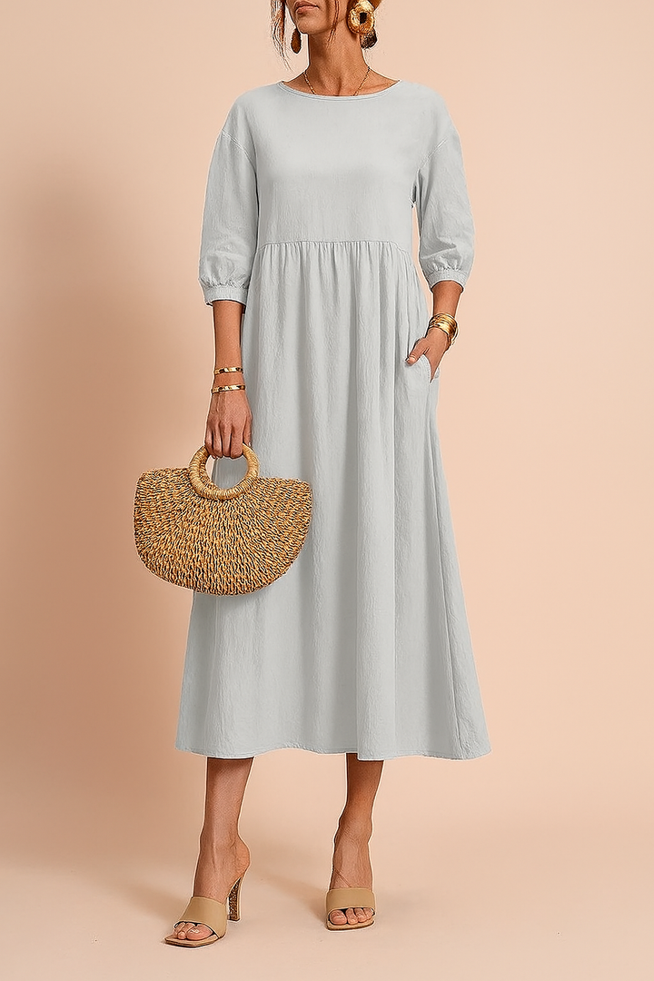 Women's Elegant Midi Dress with 3/4 Sleeves