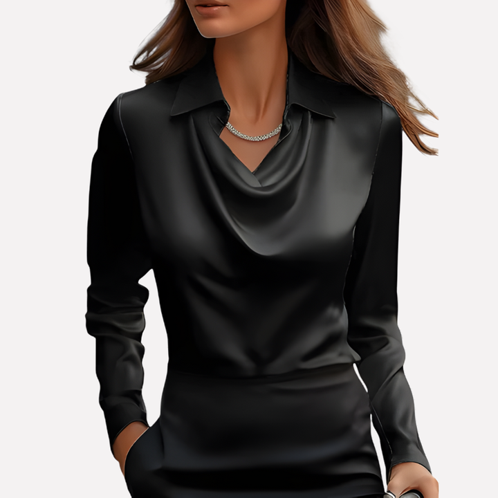Chic long sleeve satin top for women, perfect for dressy casual occasions.