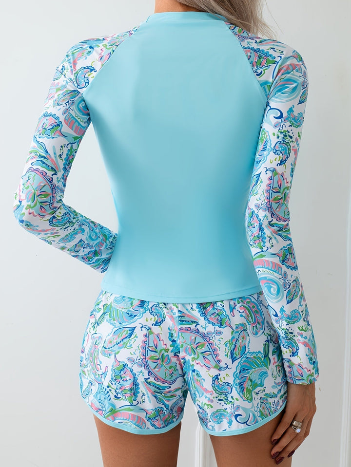 Stylish women's swimwear featuring an elegant print and quick-dry fabric