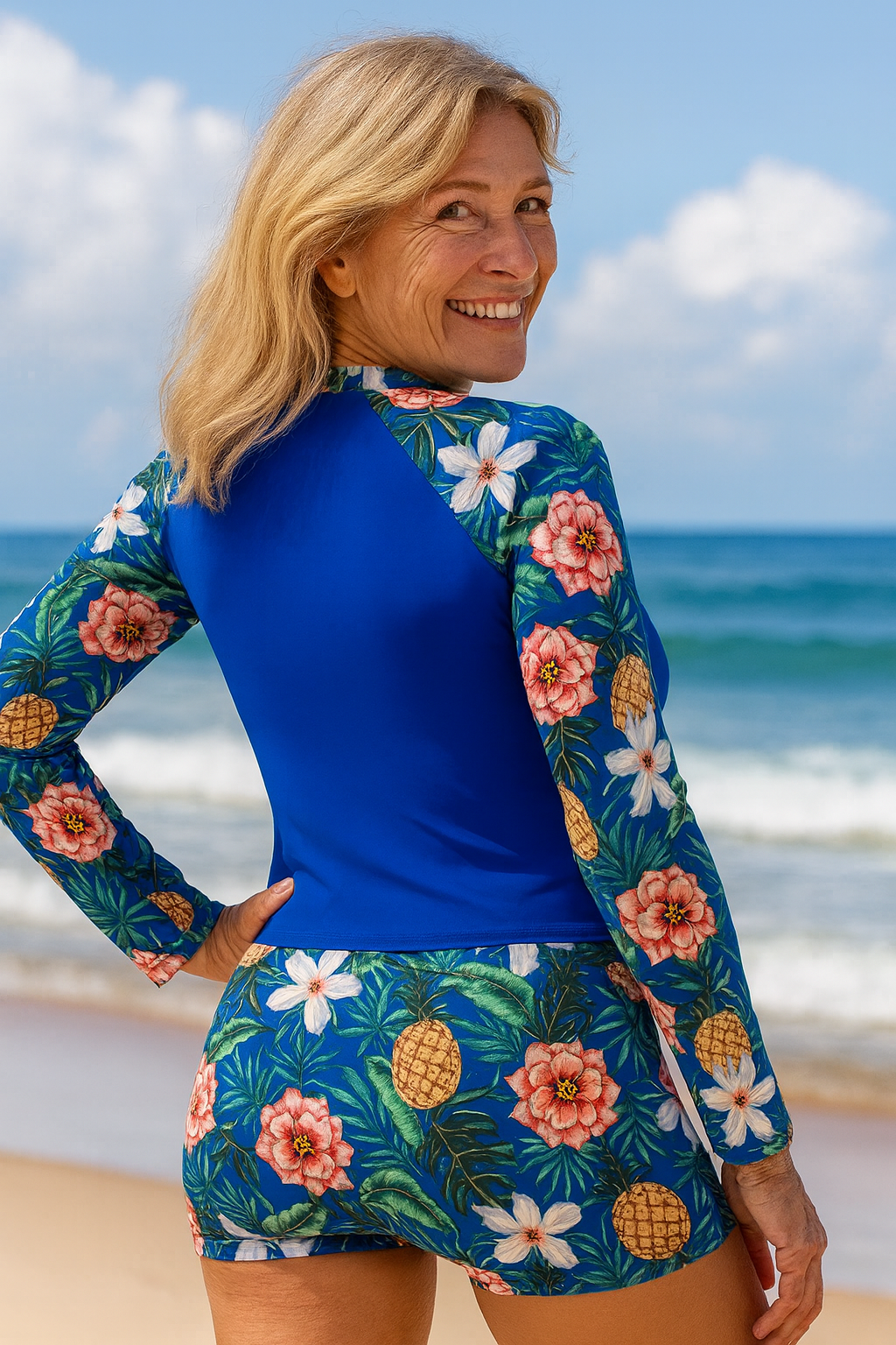 Women's sun-safe swimsuit with elegant design and comfortable fit