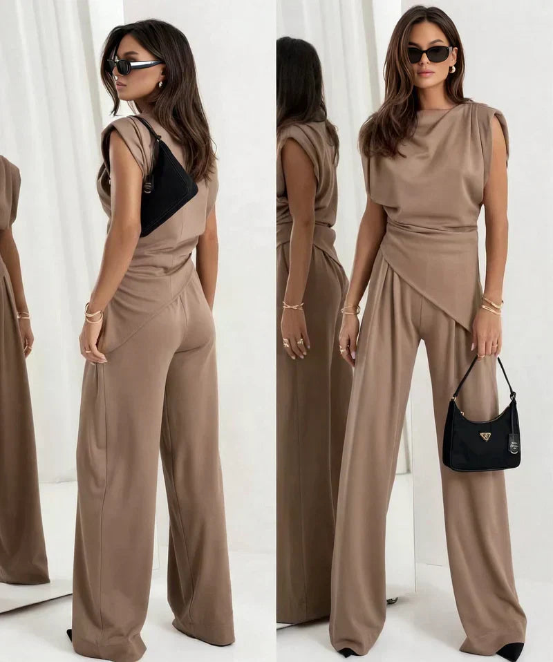 Classic women's elegant two-piece set, a versatile co-ord for effortless style in any wardrobe.