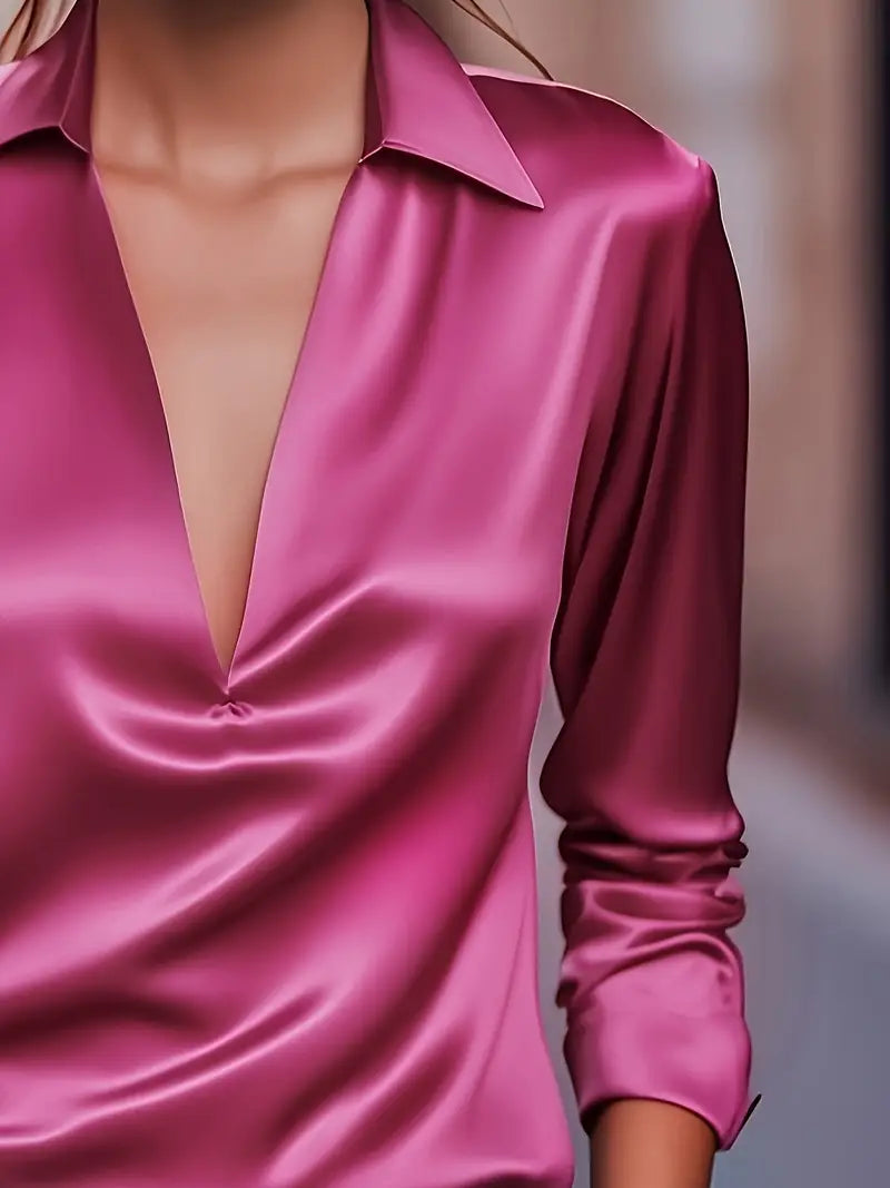 Versatile women's elegant V-neck top, perfect for both professional and relaxed fashion.