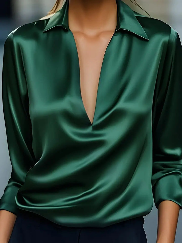 Women's V-neck top, a comfortable & stylish choice for versatile elegant looks.
