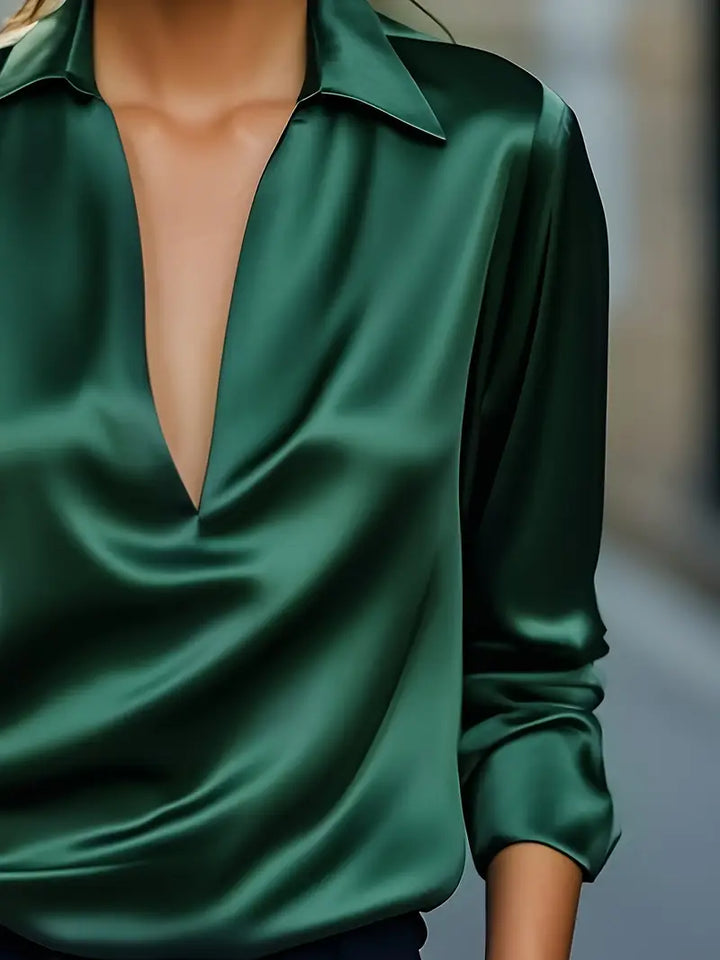 Ladies' chic V-neck top, perfect for office, casual outings, or versatile elegant fashion.