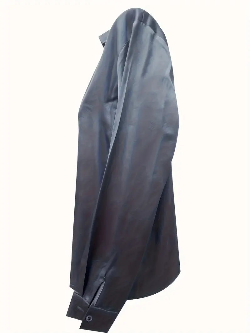 Versatile elegant V-neck top for women, suitable for both professional and relaxed settings.
