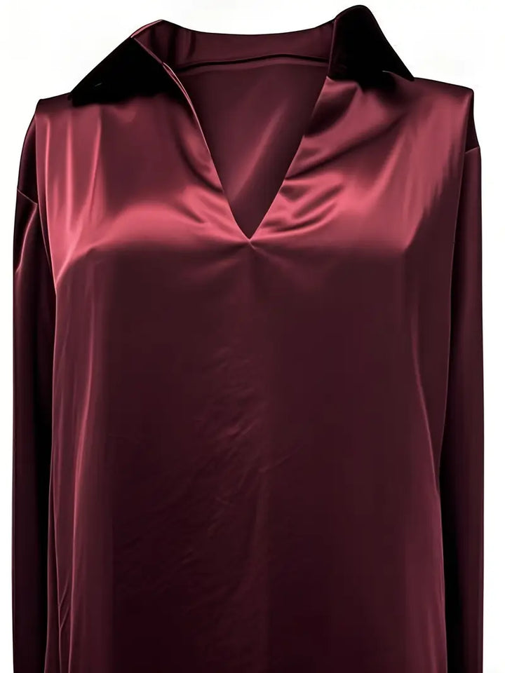 Flowy V-neck blouse for women, comfortable & stylish for effortless casual chic elegance.
