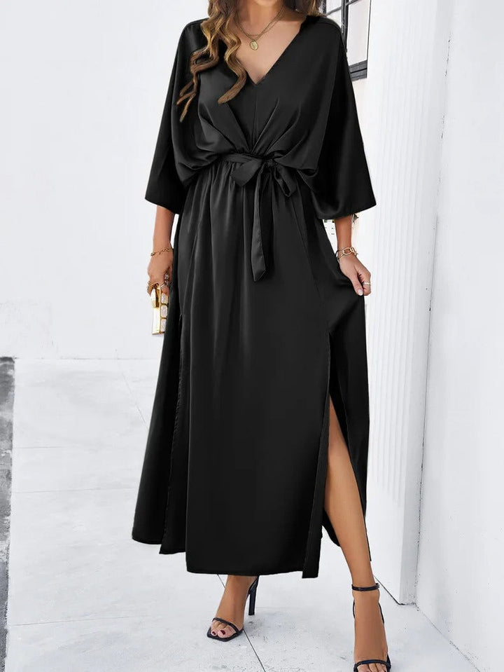 New arrival: Elegant V-neck spring dress for women, the ultimate versatile fashion piece.