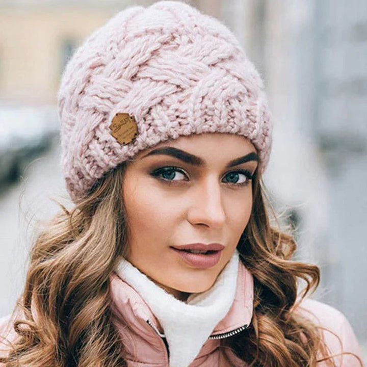 Elena style women's hat, soft cotton blend for warmth.