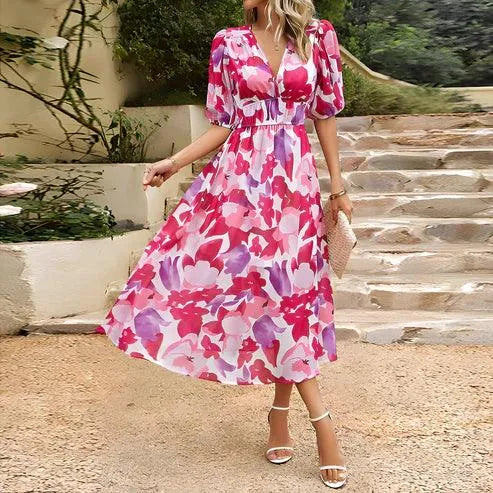 Stylish women's floral races dress, a chic option for parties and casual wear.