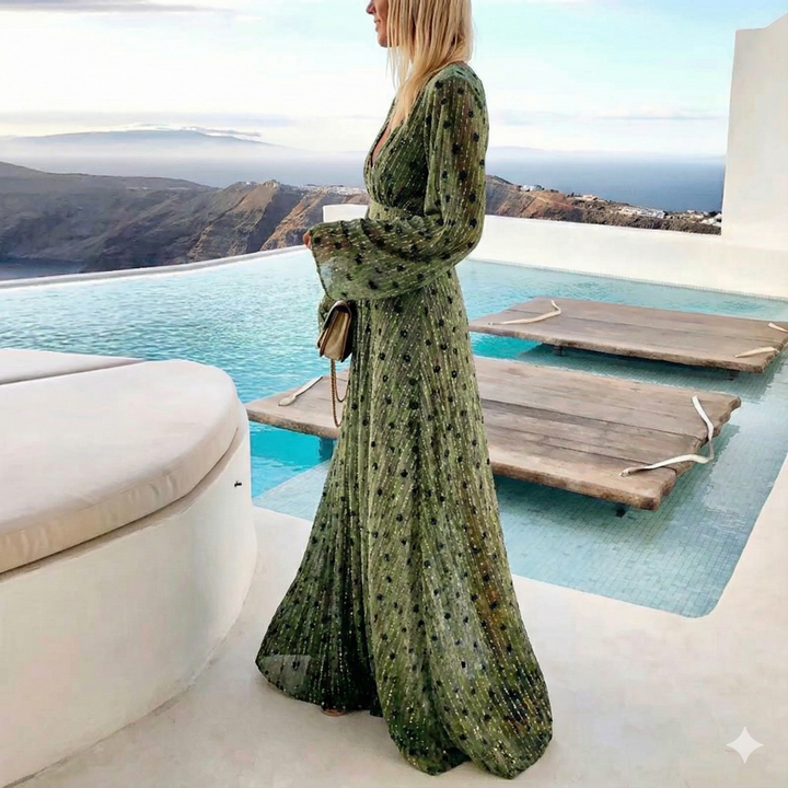 Effortless boho summer maxi dress for women, perfect for beach vacations.