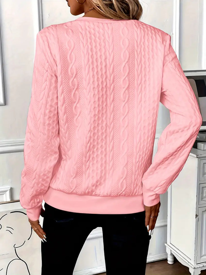 Modern women's half-zip jumper with ring pull detail & classic ribbed hem; a trendy pullover.