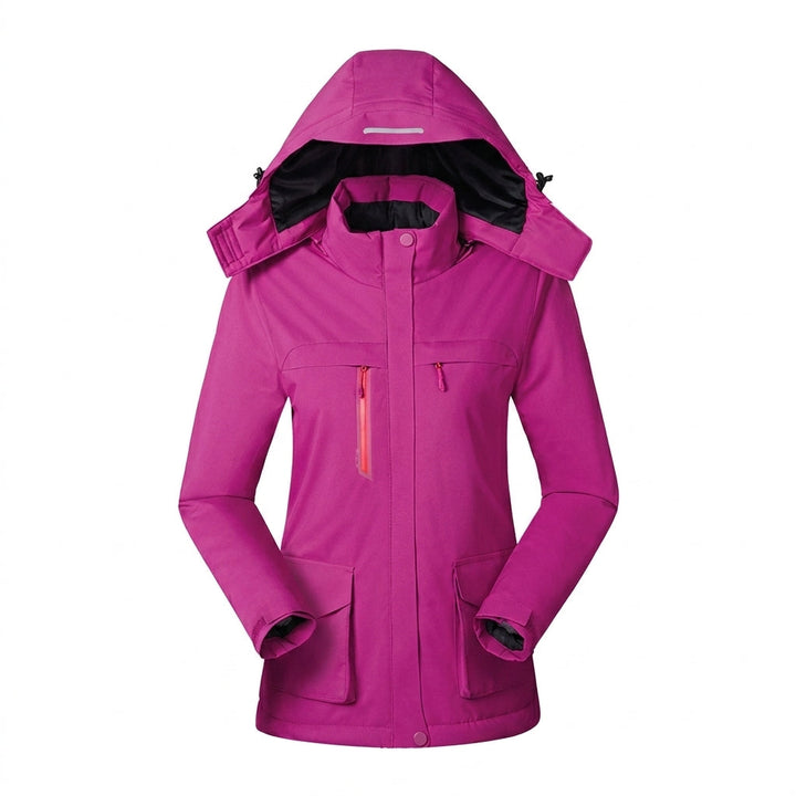Warm & comfortable women's heated hooded jacket, perfect for cold weather apparel and outdoor activities.