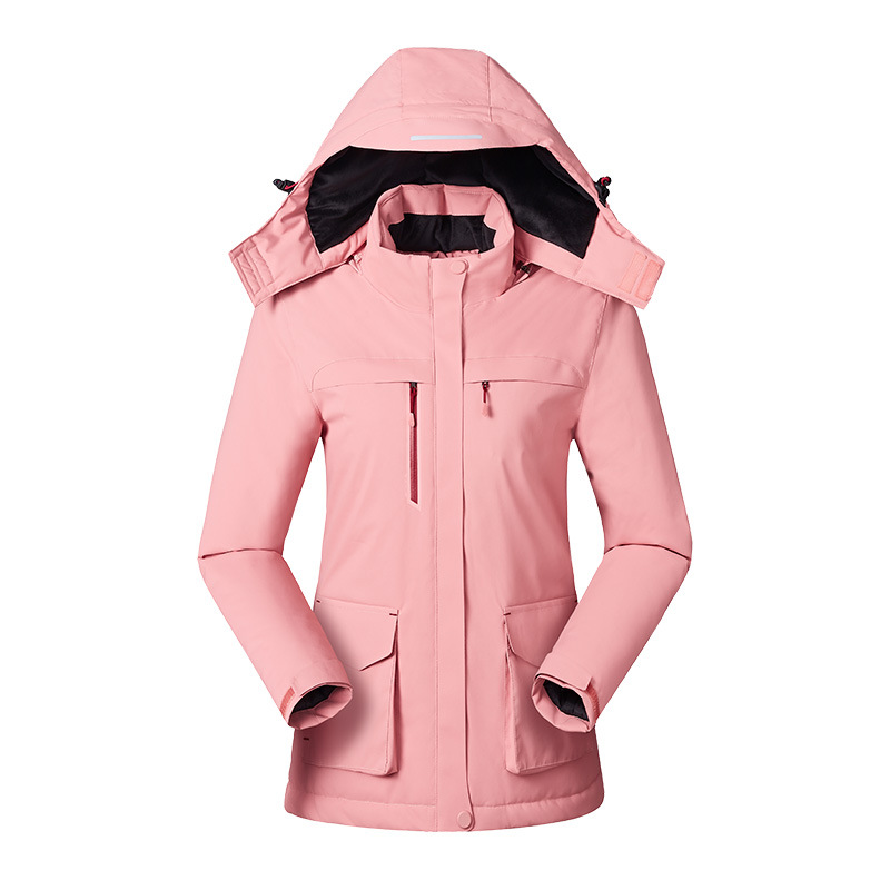USB powered women's heated jacket, full zip design for reliable warmth during winter outdoor adventures.