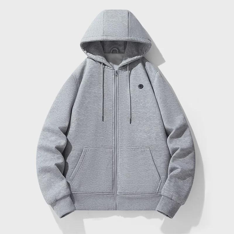 Women's heated jacket hoodie in black, a warm winter zip-up for cold weather.