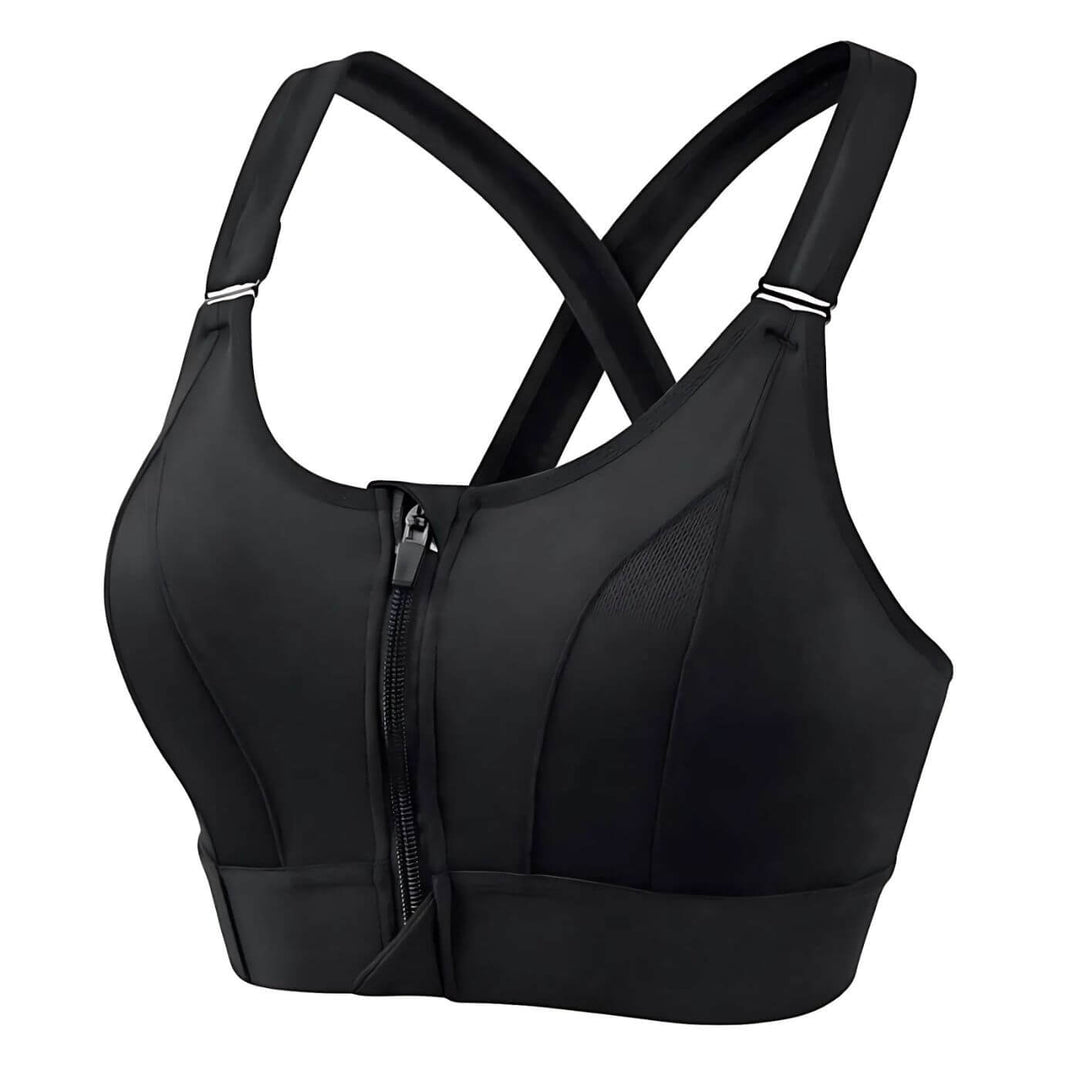 Green women's sports bra providing excellent support for yoga and training.