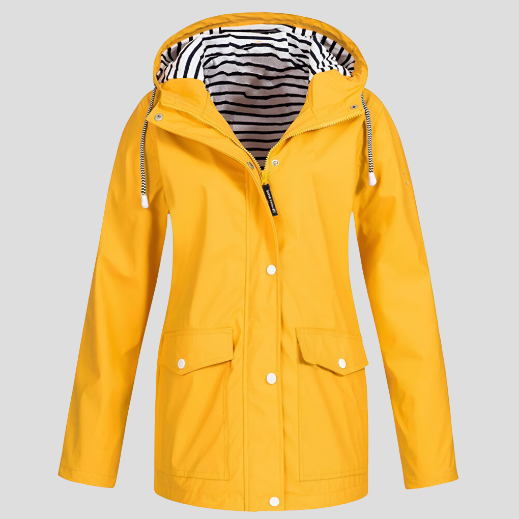 Women's hooded jacket, water and wind resistant for outdoor adventures