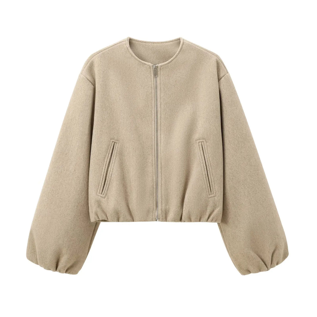 Women's lightweight bomber jacket with full zipper closure, designed for modern style & comfort.