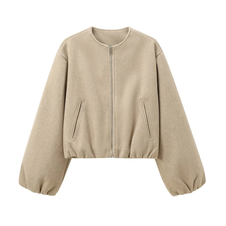 Women's lightweight bomber jacket with full zipper closure, designed for modern style & comfort.