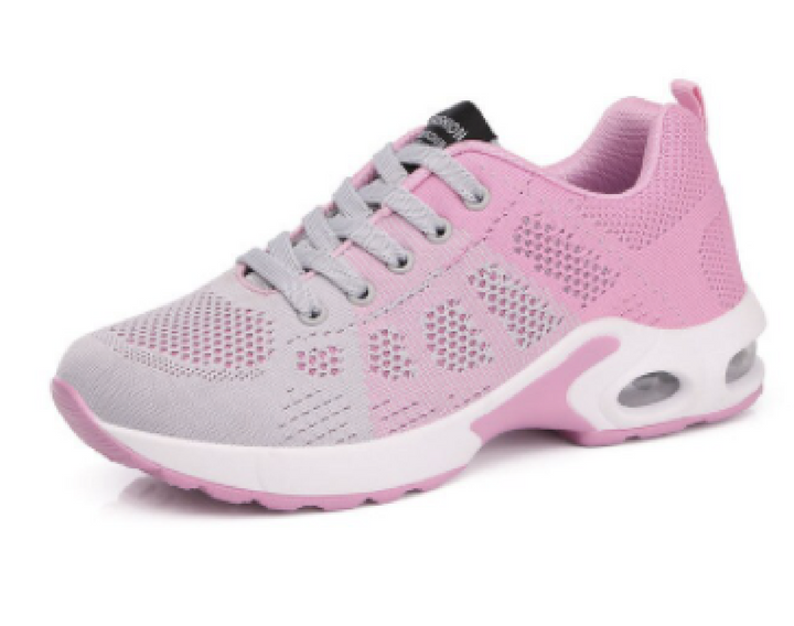 A pair of women's air cushion sneakers, emphasizing lightweight design.