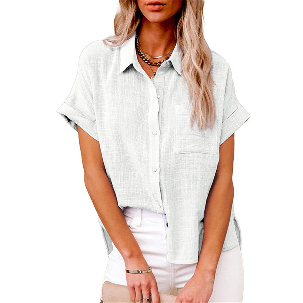 Professional women's lightweight button-up shirt. Long sleeve workwear top with a convenient front pocket.