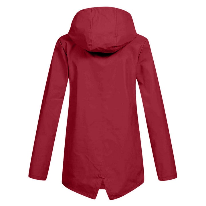 Stay dry in style with this women's hooded zip-front rain coat.