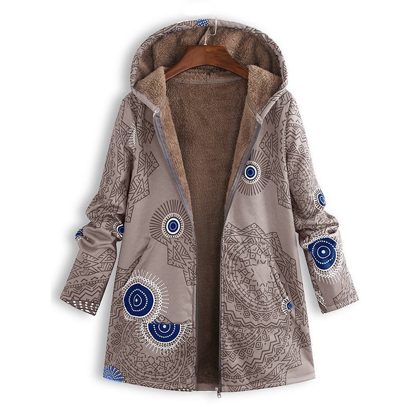 Functional women's outerwear: long hooded spring jacket with pockets