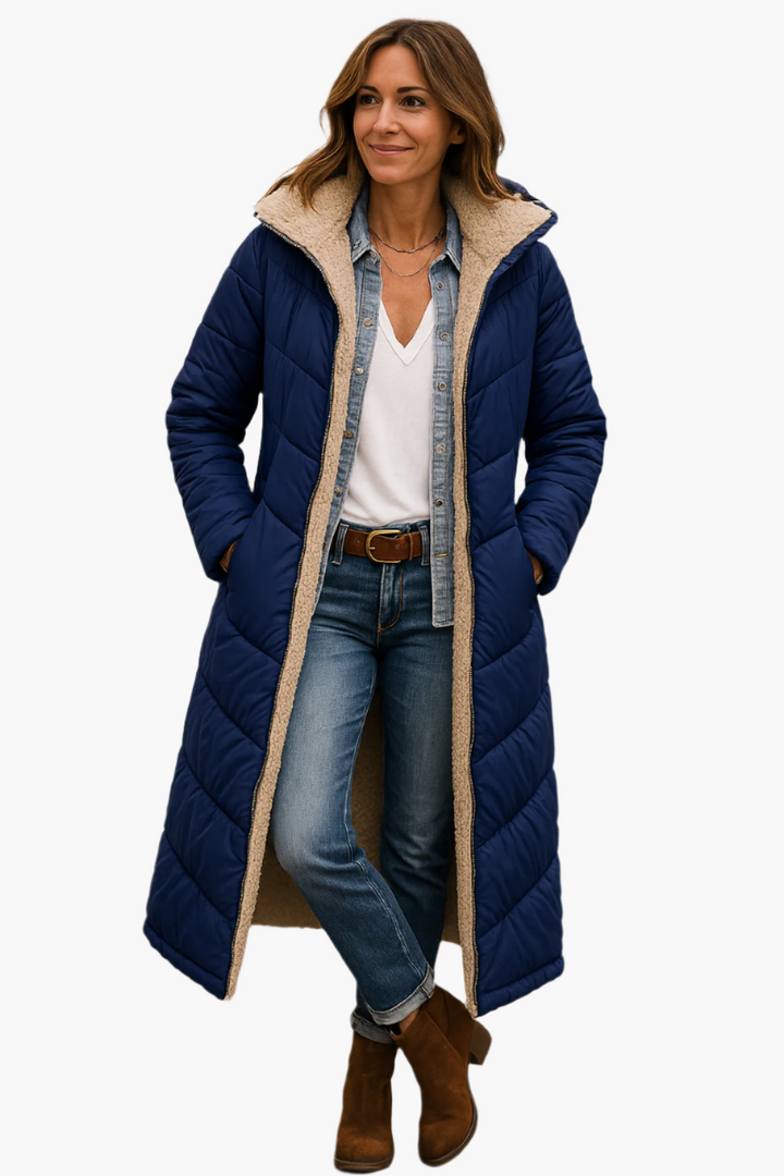 Cozy hooded puffer coat for women, ideal winter outerwear