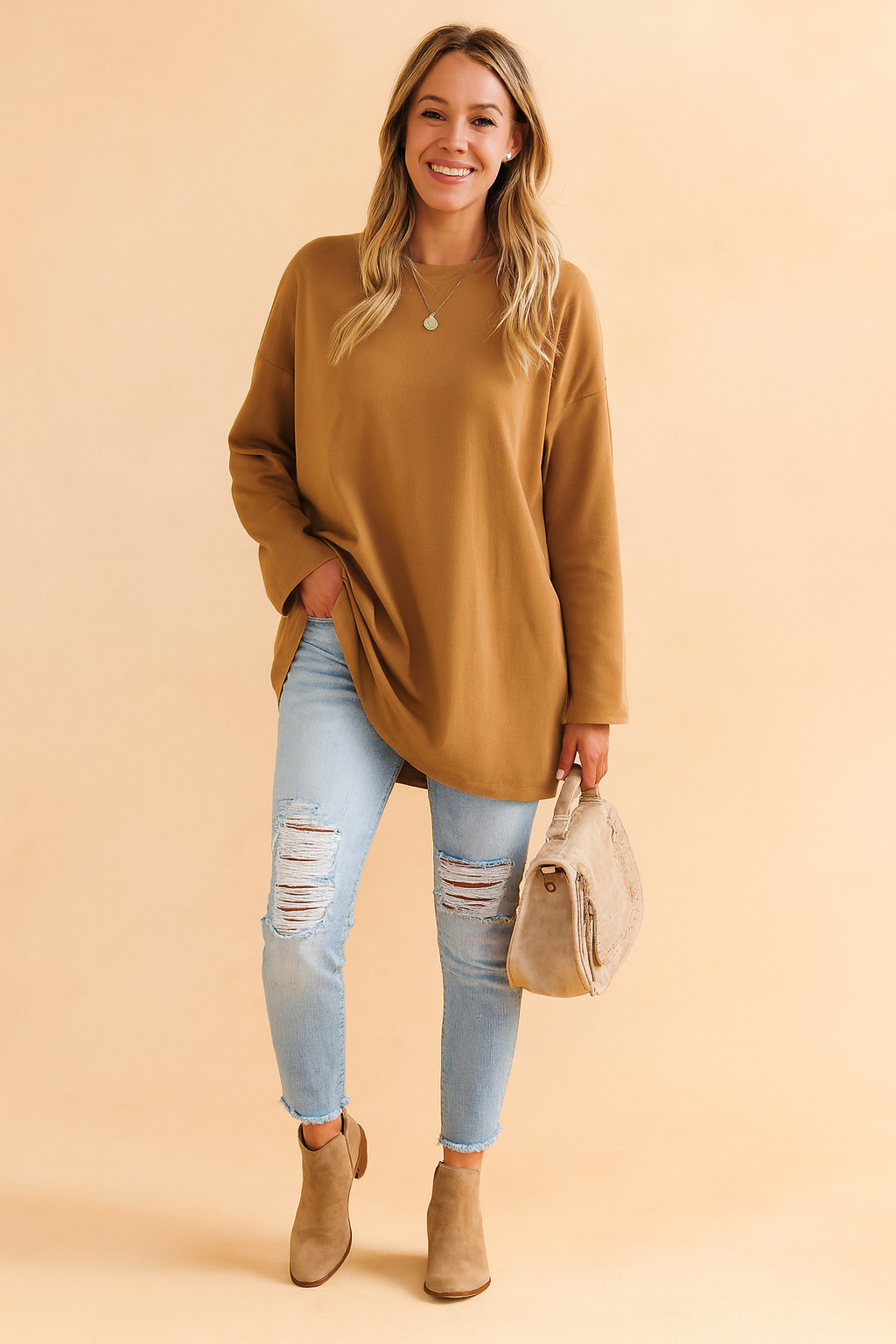 Oversized knit pullover sweater for women, designed for maximum comfort and relaxed style.