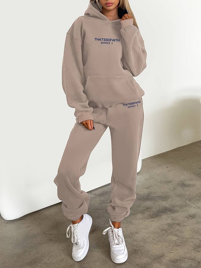Cozy loungewear set: Women's Mia sweatshirt paired with matching joggers.