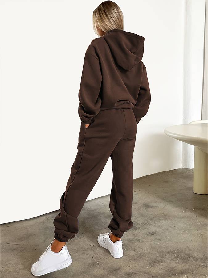 Two-piece women's loungewear set featuring a comfortable sweatshirt and joggers.