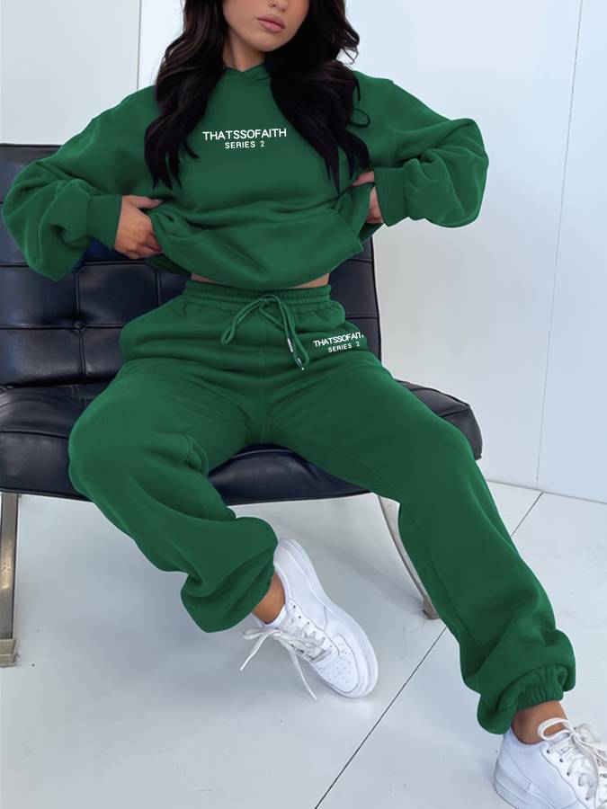 Experience ultimate comfort with the Mia women's cozy sweatshirt and jogger set.