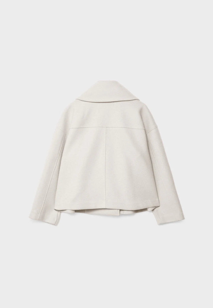 Women's chic double-breasted short coat jacket, modern outerwear for versatile fall & winter fashion.