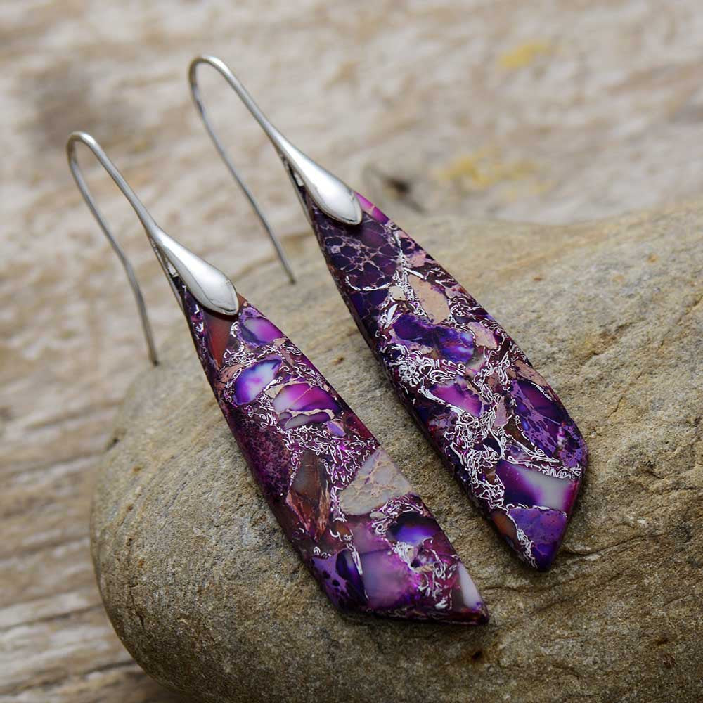 Artisanal statement drop earrings featuring unique natural stones for women