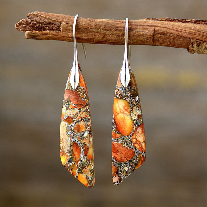 Chic natural stone drop earrings, perfect boho statement jewelry for women