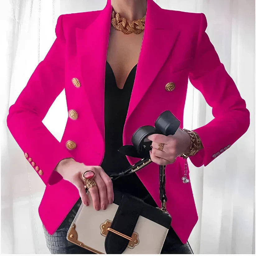 Classic women's blazer with vintage-inspired tailoring, offering casual chic.