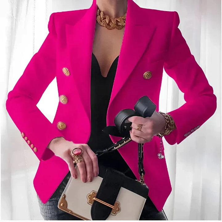 Classic women's blazer with vintage-inspired tailoring, offering casual chic.