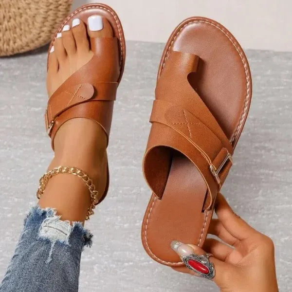 Comfortable women's orthopedic sandals with strong arch support, designed for bunion relief and summer style.