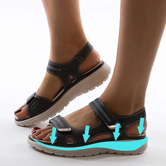 Supportive footwear for women: orthopedic sandals with arch support and comfort sole.