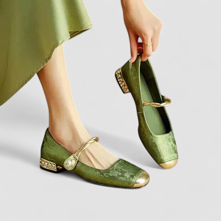 Woman wearing stylish orthopedic shoes for all-day comfort and stability