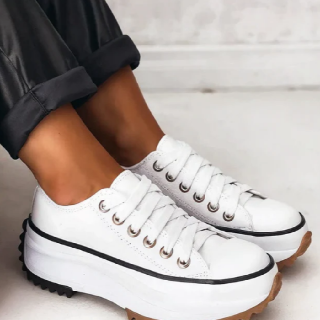 Side view of women's comfortable slip-on platform orthopedic shoes, perfect for fashion footwear.