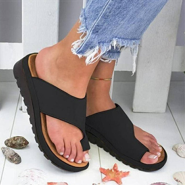 Women's supportive orthopedic sandals with adjustable straps for bunion relief, arch support & comfortable walking.