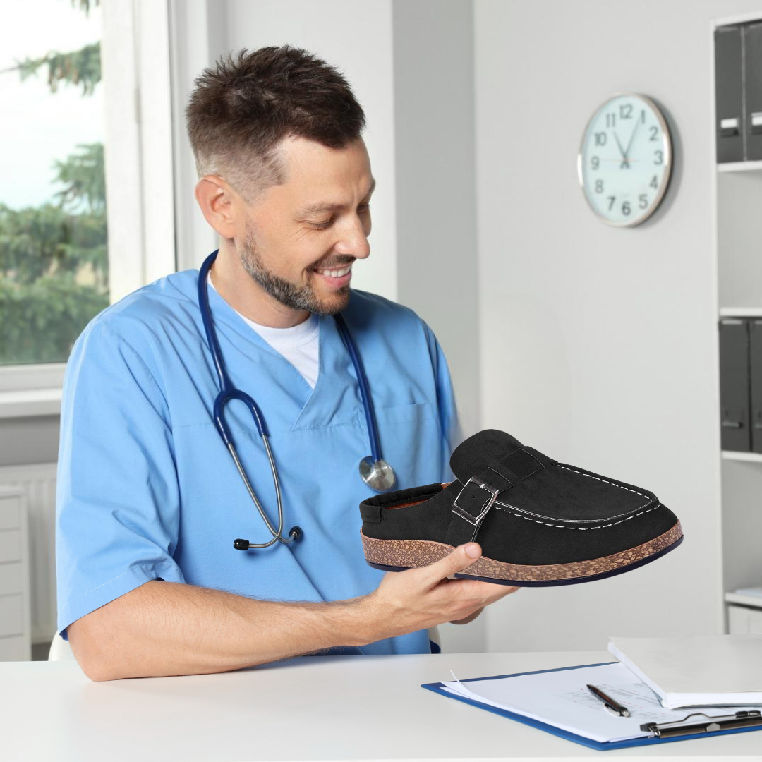 Women's orthopedic slippers for comfort & foot support. Cozy, non-slip indoor house shoes with arch support.
