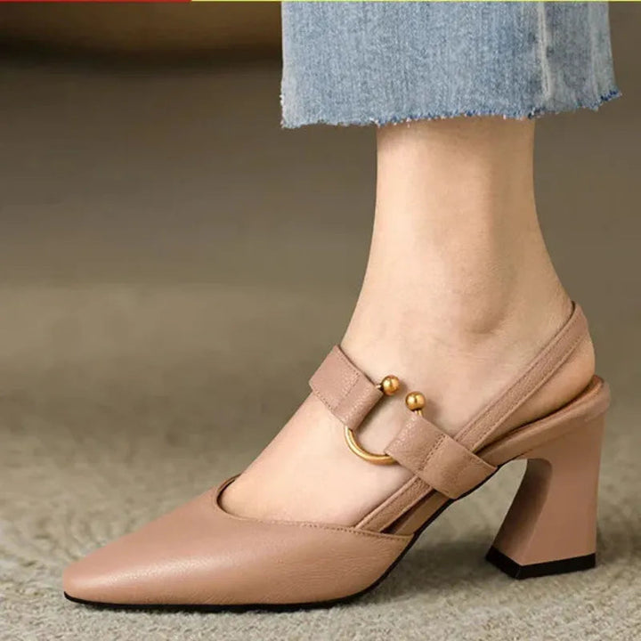 Stylish party & work heels for women, featuring orthopedic support and a comfortable wide heel.
