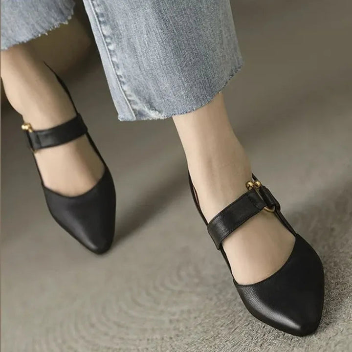 Comfortable women's heels with a wide, stable orthopedic design, perfect for supportive footwear.