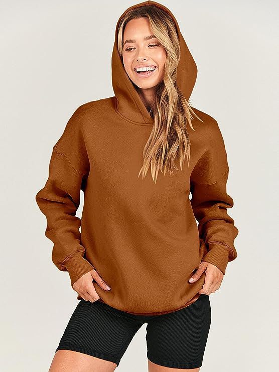 Women's oversize long sleeve casual hoodie, a comfortable pullover for relaxed everyday wear.