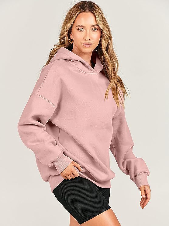 Stylish women's relaxed fit long sleeve hoodie, ideal for everyday comfort and casual outings.