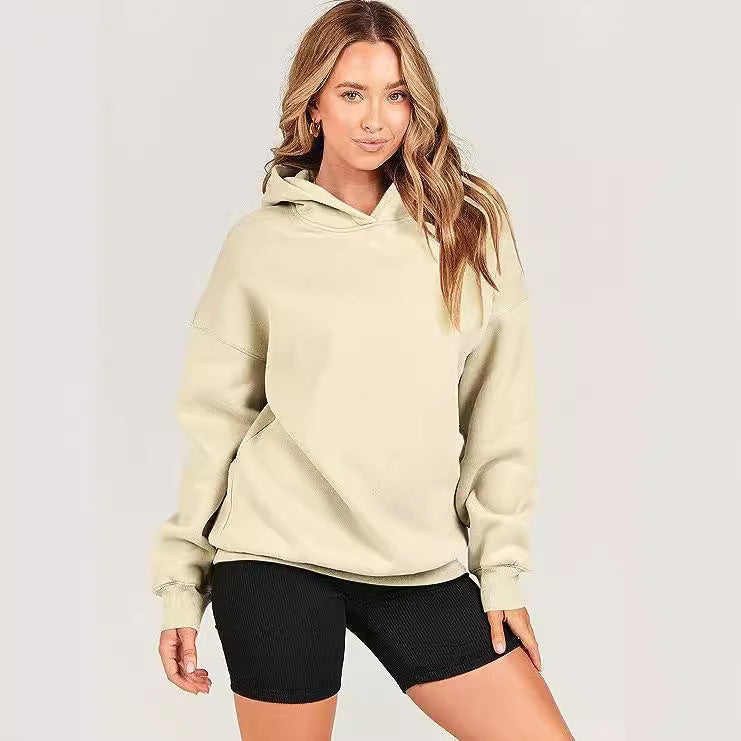 Versatile women's oversized casual hoodie, a long sleeve pullover designed for ultimate comfort.